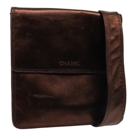 CHANEL Shoulder Bag Leather Bronze Gold CC - Picture 1 of 16